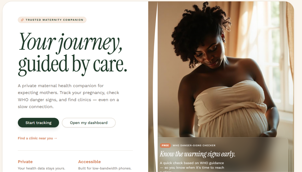 MamaHealth — pregnancy tracking landing page