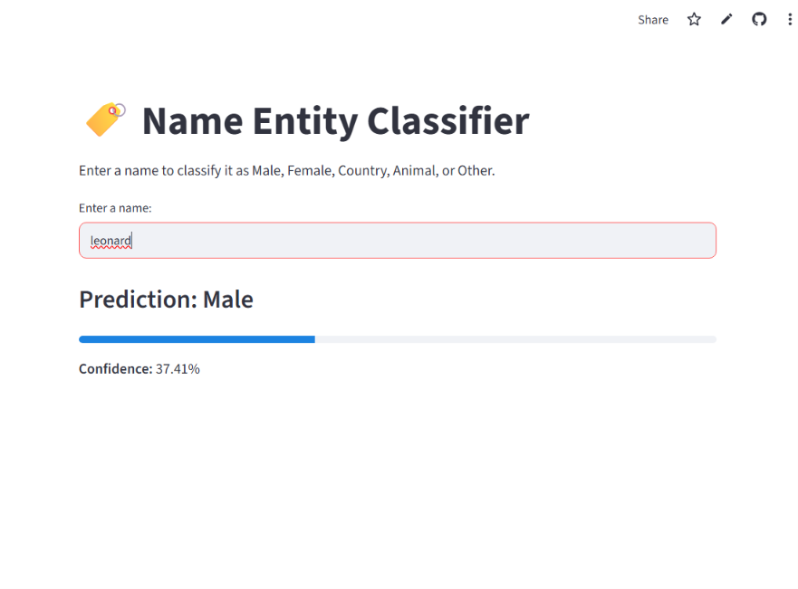 Name Entity Classifier interface