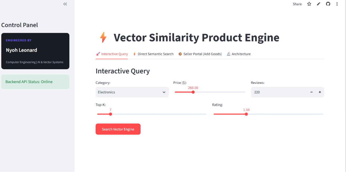 pgvector Product Search — Vector Similarity Product Engine interface