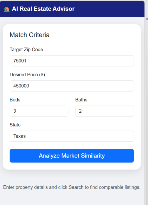 AI Real Estate Advisor interface