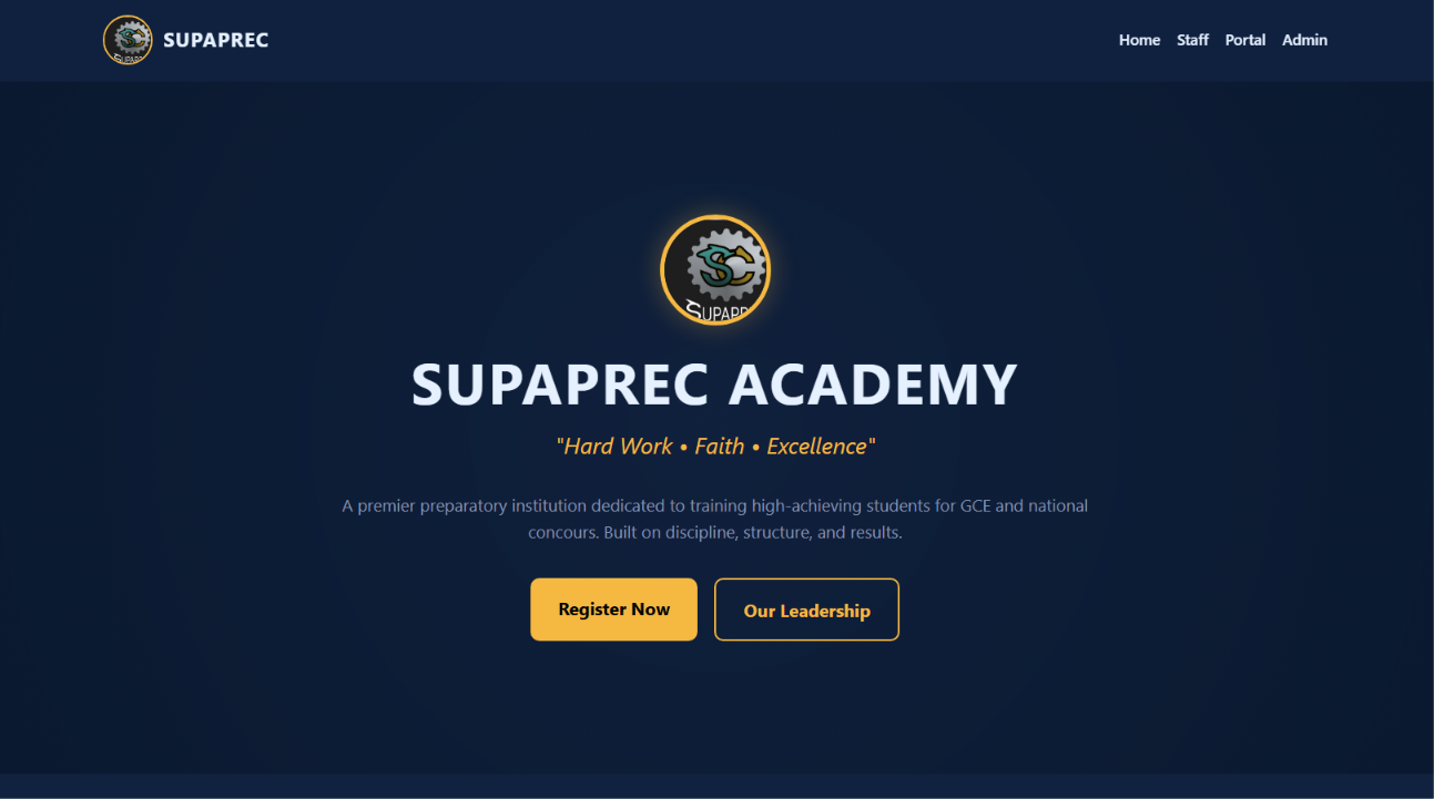 SUPAPREC Academy landing page