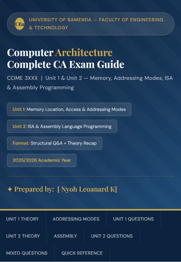 Computer Architecture CA Exam Guide — UBa
